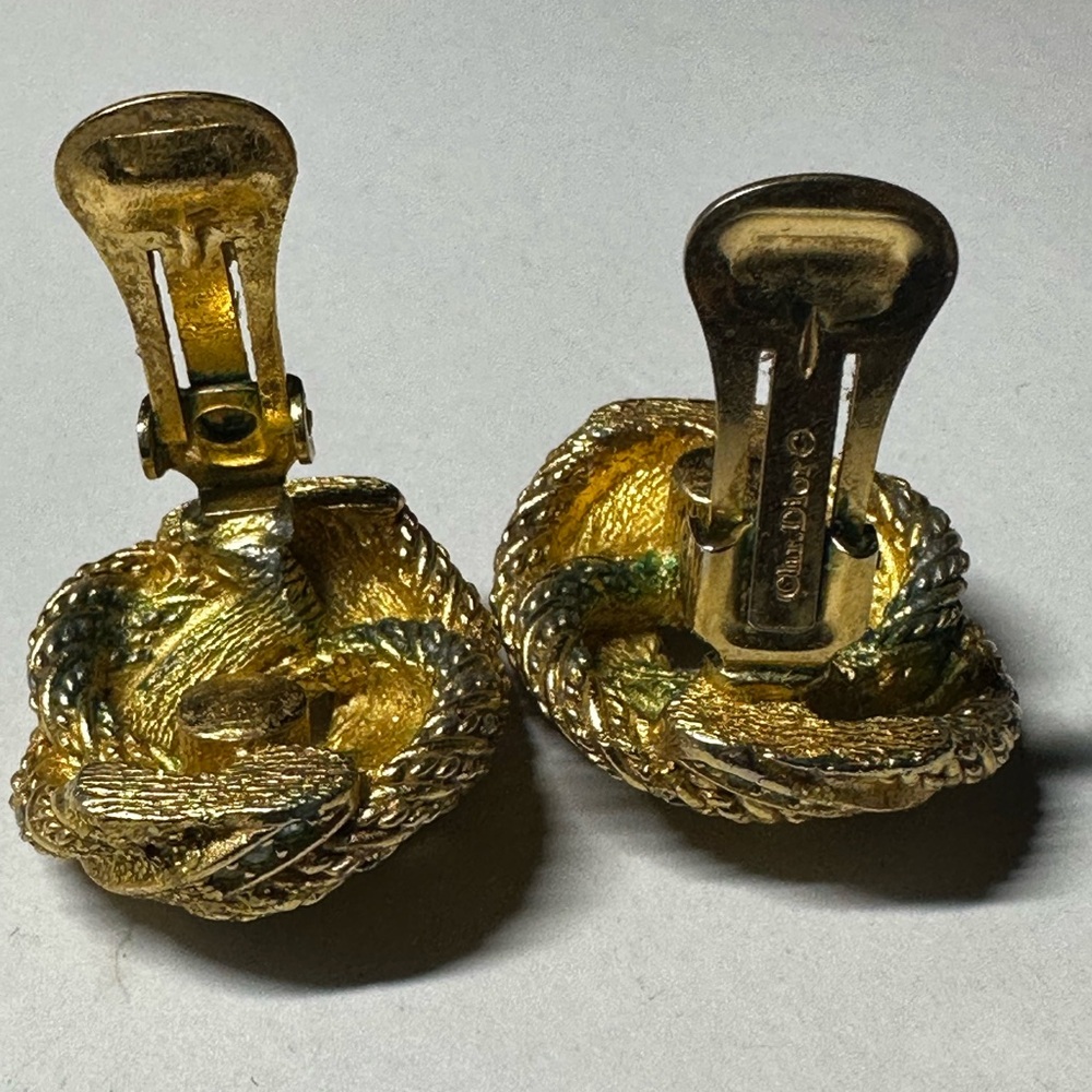 Vintage Christian Dior knotted rope Clip-On Earrings - - Picture 3 of 8